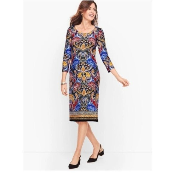 Talbots Shift Multicolor Paisley Dress - Picture 1 of 8